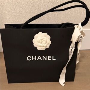 CHANEL Elegant Black Tote with White Details